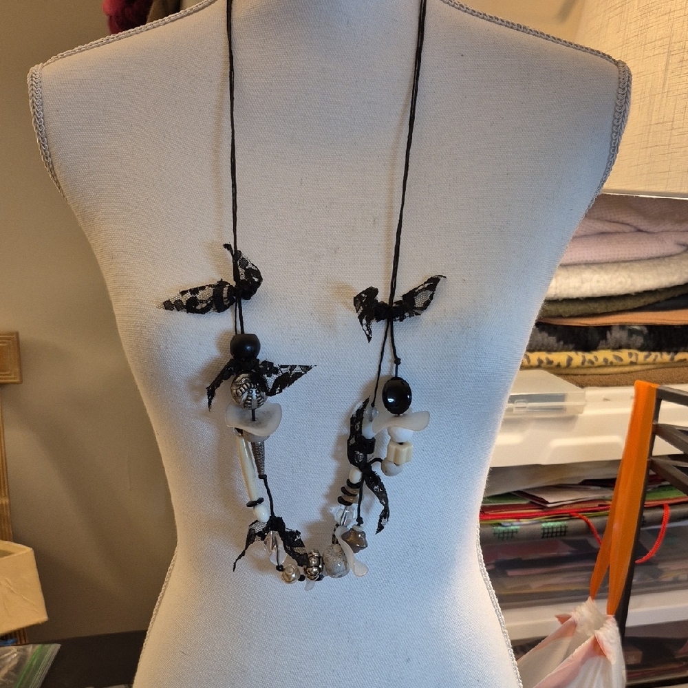 Teresa Goodall Signed Artisan Necklace – Layered Beads, Hand‑Knotted Design